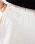 Mango belt detail linen straight leg trouser in white