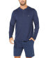 ფოტო #2 პროდუქტის Men's Soft, Breathable Long Sleeve Henley Pajama Shirt