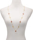 Gold-Tone Rose Glass Stones Long Necklace, 36" + 3" Extender