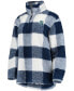 Women's Deep Sea Blue and White Seattle Kraken Plaid Sherpa Quarter-Zip Jacket