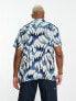 ASOS DESIGN relaxed revere shirt in blue textured animal print