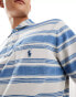 Polo Ralph Lauren icon logo pocket stripe pique polo classic oversized fit in light blue Синий, XS - Chest 31-34 - фото #3