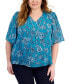 Plus Size Floral Necklace Top, Created for Macy's