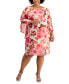 Фото #1 товара Plus Size Ruffled-Sleeve Floral Swing Dress
