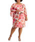 Plus Size Ruffled-Sleeve Floral Swing Dress