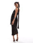 Фото #3 товара ASOS DESIGN jacquard power mesh maxi dress with ruching and ruffle detail in black