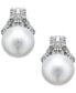 ფოტო #1 პროდუქტის Cultured South Sea Pearl (11mm) and Diamond (5/8 ct. t.w.) Drop Earrings in 14k White Gold