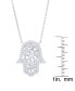 Фото #2 товара Macy's cubic Zirconia Hamsa Hand Necklace in Fine Silver Plate