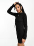 Bershka open back textured mini dress in black