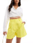 ASOS DESIGN high waisted tailored crepe short in yellow Желтый, 34 - фото #1