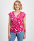 Фото #1 товара Petite Floral-Print Tie-Hem Top, Created for Macy's