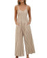 ფოტო #1 პროდუქტის Women's Striped Sleeveless V-Neck Wide Leg Jumpsuit