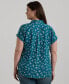 Фото #2 товара Plus Size Cuffed Linen Floral Shirt