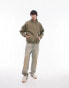 Topman vintage wash relaxed hoodie in green - KHAKI