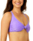 Фото #3 товара Juniors' Knotted-Front Textured Bralette Bikini Top, Created for Macy's