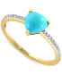 ფოტო #1 პროდუქტის EFFY® Turquoise & Diamond (1/10 ct. t.w.) Heart Ring in 14k Gold