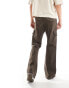 Weekday Tore wide leg cargo trousers in Dark brown