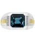 ფოტო #2 პროდუქტის EFFY® Men's London Blue Topaz (5-5/8 ct. t.w.) & Diamond (1/10 ct. t.w.) Ring in Sterling Silver & 18k Gold-Plate