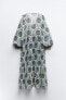 Фото #4 товара Платье из ткани с блестящей нитью и принтом ZARA