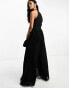 Style Cheat Exclusive wide leg plisse jumpsuit in black