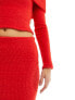 ASOS DESIGN fluffy fold over maxi skirt co ord in red