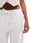 Фото #4 товара Stradivarius Petite linen look pull on trouser in white