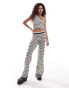 Фото #1 товара Noisy May knitted wide leg trouser co-ord in black & white wave