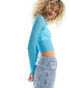 Фото #2 товара COLLUSION lace slash neck long sleeve top in blue