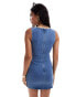 Фото #3 товара ASOS DESIGN denim sleeveless mini dress with seam detail in mid blue