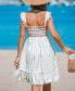 Women's Woven Square Neck Sleeveless Ruffle Midi Beach Dress