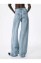 Geniş Paça Kot Pantolon Yılan Lazer Baskılı Yüksek Bel Cepli - Bianca Wide Leg Jeans