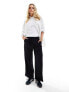 Фото #3 товара Vila Petite linen touch tie waist wide leg trousers in black