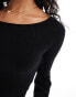 Фото #4 товара Pieces structured rib knit top with flared sleeve in black