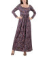 ფოტო #4 პროდუქტის Women's Floral Long Sleeve Pleated Maxi Dress