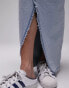 Topshop denim maxi skirt with front split in bleach