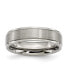 ფოტო #1 პროდუქტის Titanium Brushed Center 6 mm Ridged Edge Wedding Band Ring