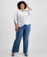 ფოტო #3 პროდუქტის Plus Size Linen Twist-Hem Shirt, Created for Macy's