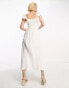 Фото #8 товара & Other Stories linen blend frill detail midaxi dress in white