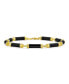 Фото #1 товара Asian Style Black Natural Onyx Strand Tube Bar Link Bracelet For Women Gold Plated Sterling Silver 7.5 Inch