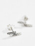 Фото #5 товара Kingsley Ryan Sterling Silver crystal lightening bolt stud earrings in silver