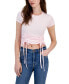 Фото #1 товара Juniors' Ribbed Side-Ruched Top