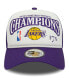 Фото #3 товара Бейсболка New Era мужская белая, фиолетовая Los Angeles Lakers 17-кратных чемпионов лиги 9FORTY Trucker Snapback Hat