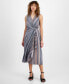 Фото #1 товара Petite Striped A-Line Midi Dress