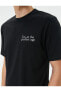 4sam10058hk 999 Siyah Erkek Pamuk Jersey Kısa Kollu T-shirt