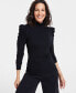 Фото #1 товара Women's Mock-Neck Puff-Sleeve Top, Created for Macy's