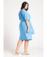 Фото #3 товара Plus Size Cross Front Flutter Sleeve Dress