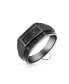ფოტო #4 პროდუქტის Men's Geometric Micro Rectangle Black CZ Cubic Zirconia Statement Ring For Men .925 Sterling Silver Signet Championship Ring