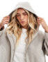 ASOS DESIGN Petite formal cropped jacket with hood in oatmeal