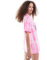 Monki oversized t-shirt with seashell graphic print in pink tie dye