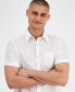 Фото #3 товара Men's Blake Linen Chambray Short Sleeve Button-Front Shirt, Created for Macy's